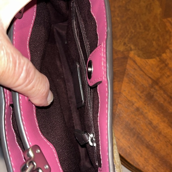 Coach Mini Lane color block mini Bag monogram, brown/tan Peach & raspberry NWOT - Picture 13 of 17